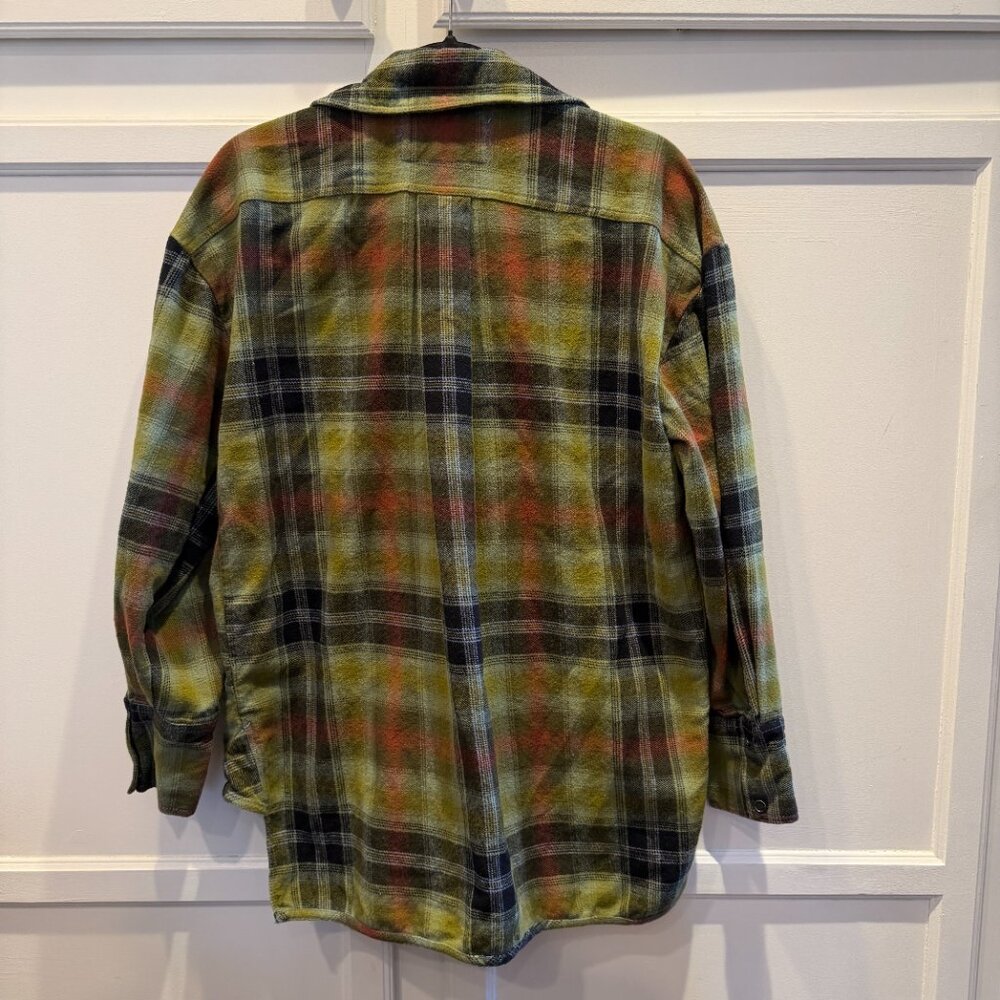 We The Free Womens Large Olive Plaid Oversized Cargo Snap Shirt/Jacket XS - Picture 6 of 6